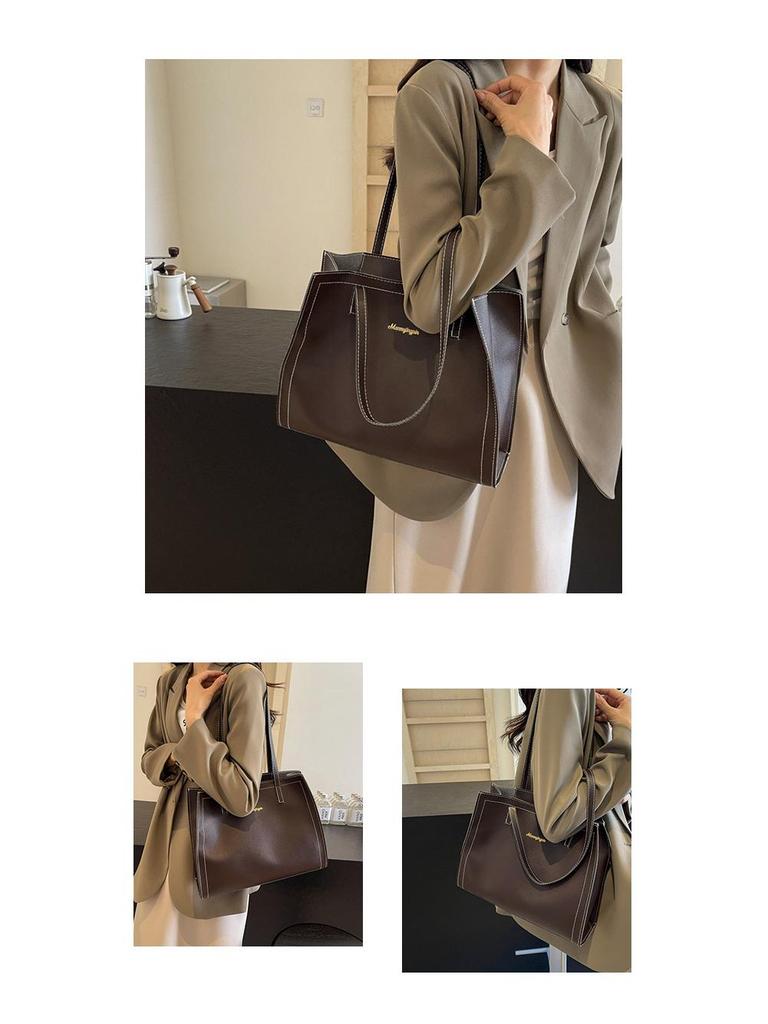 Women's 2024 Spring/Summer Versatile Solid Color Tote – Korean Style Shoulder Bag