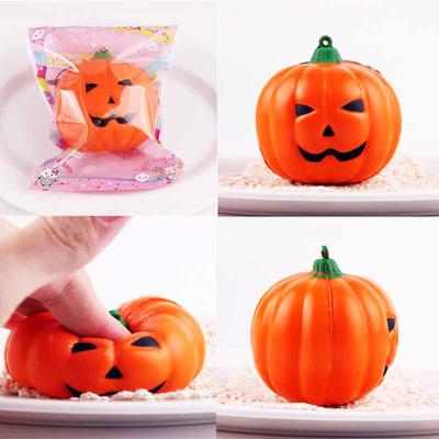 Langsam steigender PU-Lächelndes Gesicht Halloween-Kürbisse Squishy Charm Handygurt Schlüsselanhänger