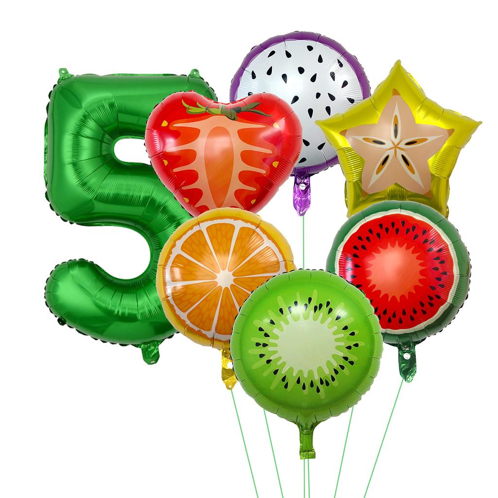 32-Inch Digital Summer Fruit Party Watermelon Strawberry Balloon Set Children'S Birthday Decorations