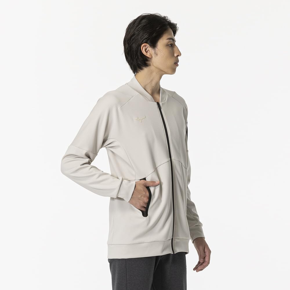 Mizuno Training Soft Stretch Comfortable and Oat Milk Heather Wear, Jacket, Lightweight, Unisex, 32MCB005,