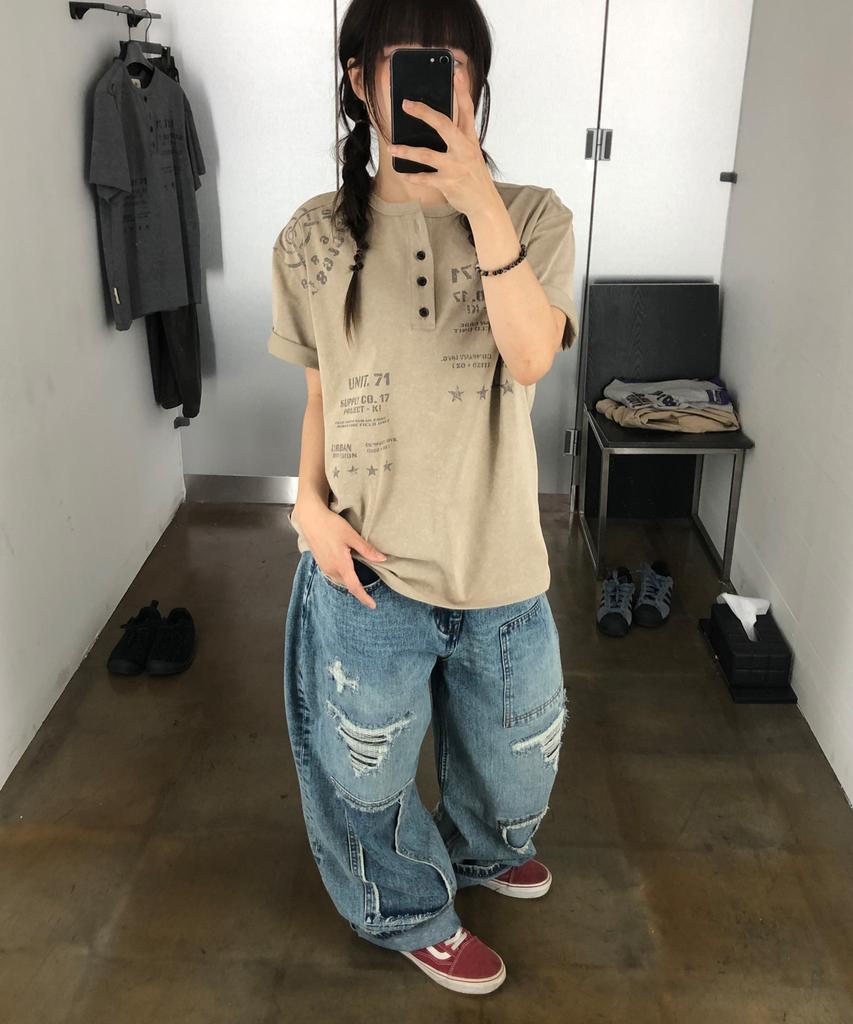 Gicheol Proto Sight Henley T-Shirt (Beige)