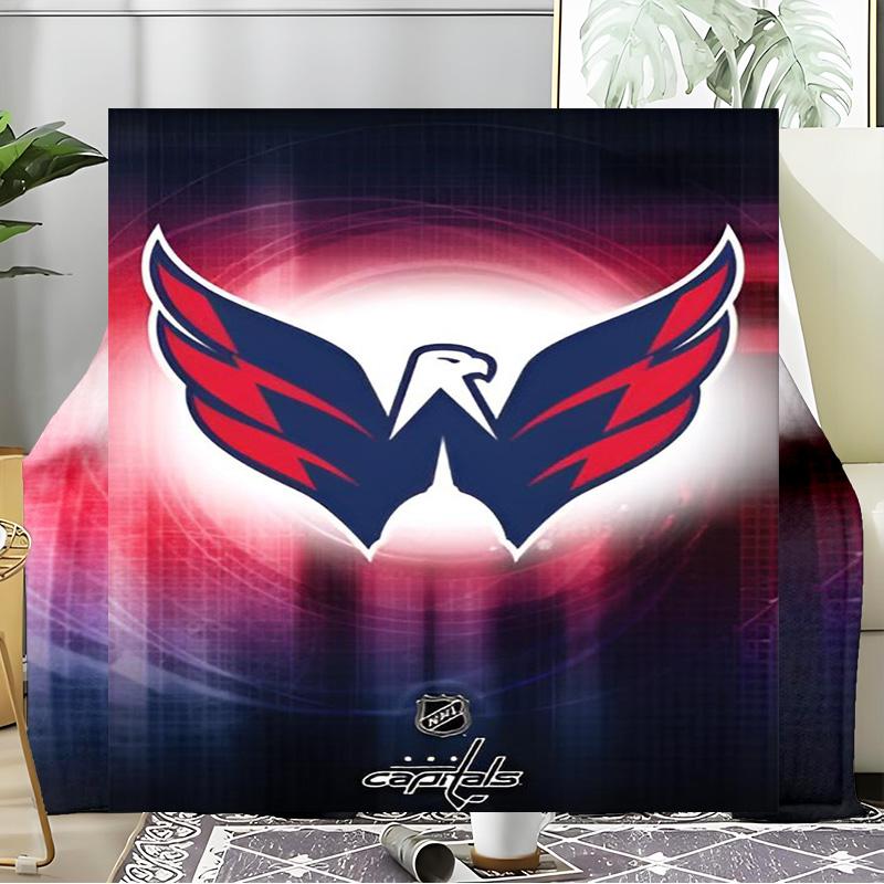 Capitals Ice Hockey Blanket Flannel Throw for Sofa, Indoor, Camping, Living Room, Office, Chair, And Bed Soft Birthday Gift