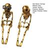 1 Pair Women Halloween Earrings Skeleton Shape Punk Exaggerated Polished Alloy Skull Jewelry Club Party Ear Jewelry