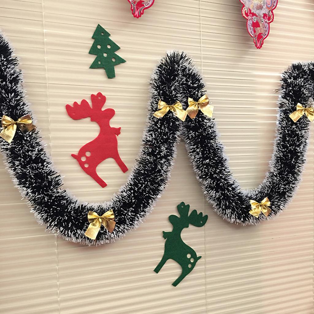 2M Christmas Garland with Bows, with Festive Party Supplies for Home Outdoor Decor,Xmas Metallic Twist Hanging Garland Fireplace