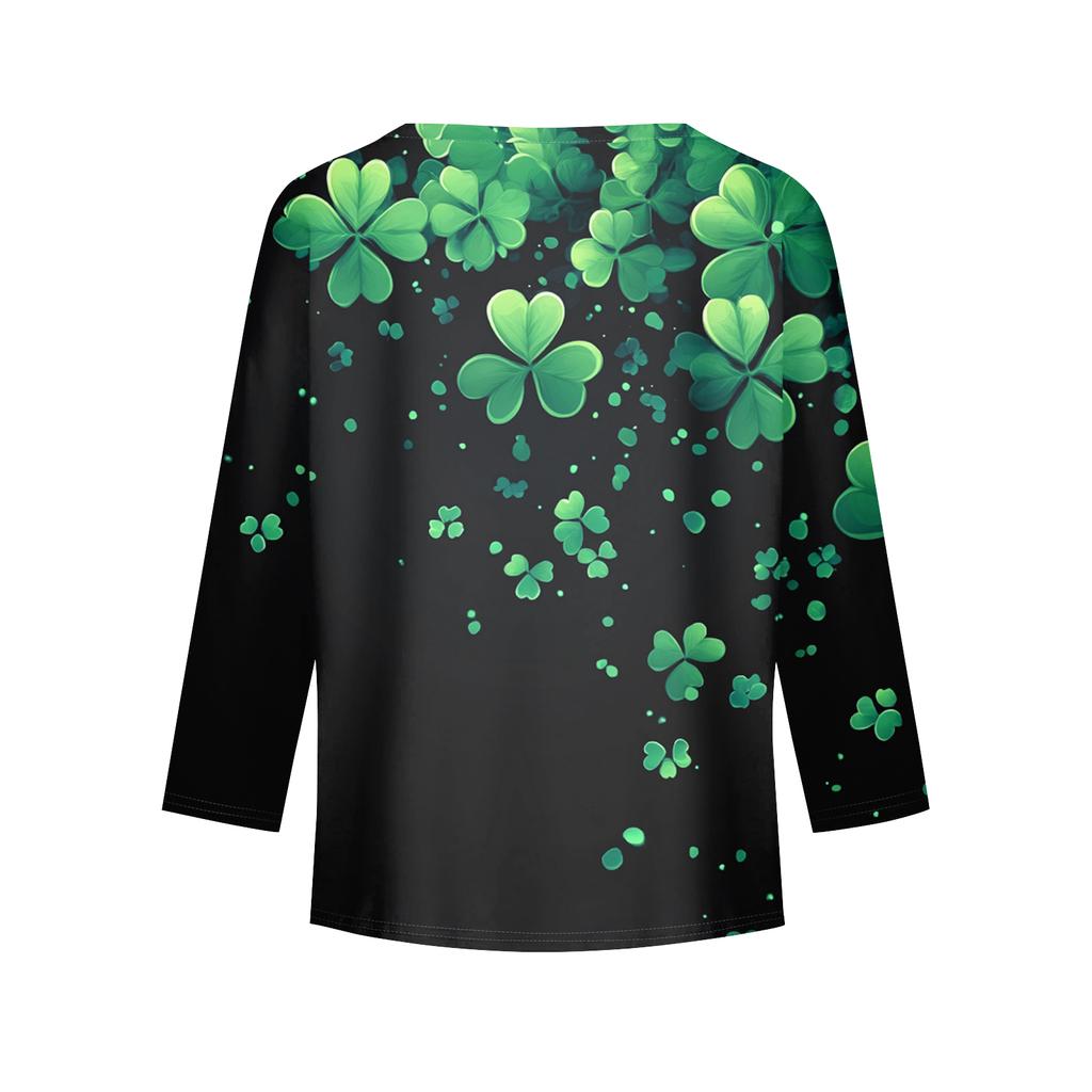 Flickor Långärmade T-shirts Barn Hösttoppar Rundhals Tryckta Bas T-shirts Saint Patrick's Day