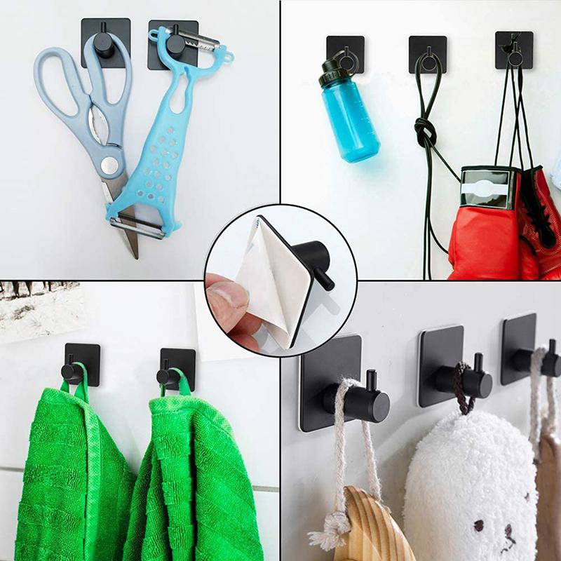 Durable Single Hook Clothes and Hats No Punching Agrafe Wall Mounted Creative Metal Hanger Strong Adhesive Bathroom Accessories