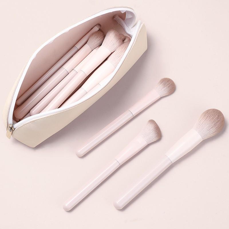 Peach Blossom Makeup Brush Set: Blush, Eyeshadow, Contour, Blending, Foundation Brushes.