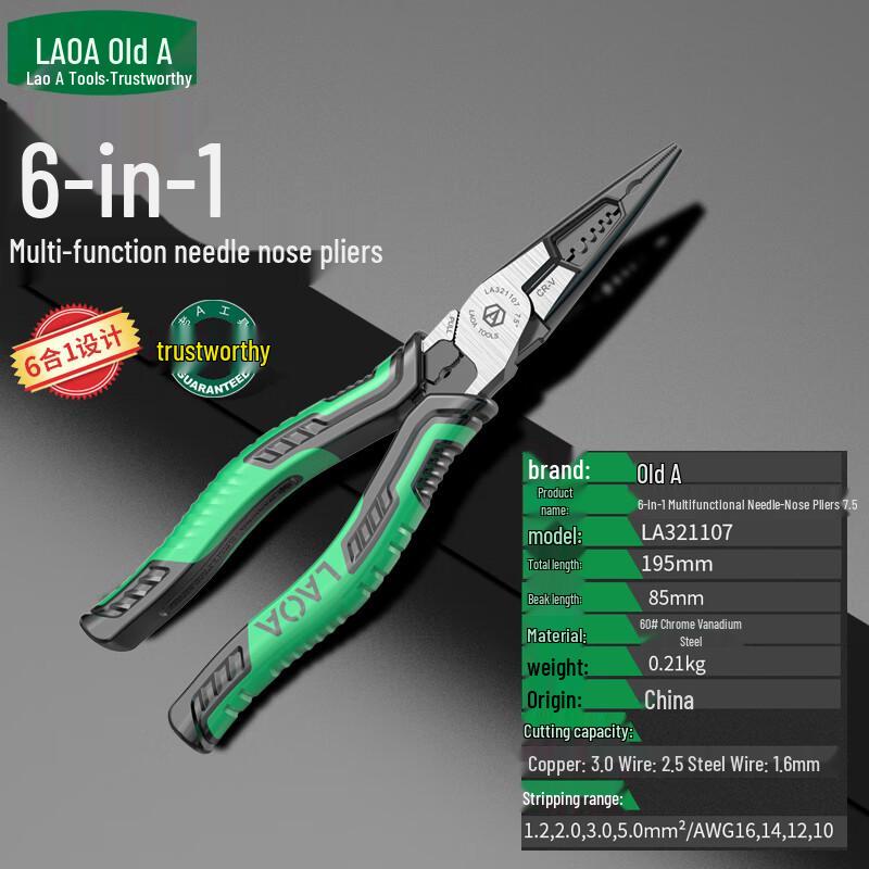 LAOA 6-in-1 Multi-function Needle Nose Pliers