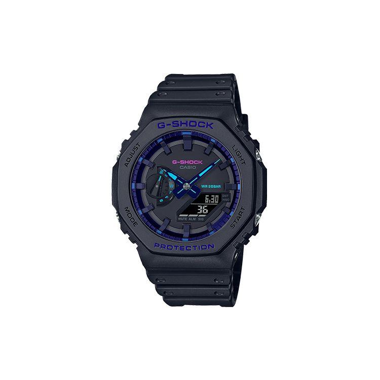 

G-Shock City Battle Casual Fashion Trend Shockproof Waterproof Quartz Movement Resin Strap Watch Men watches Black GA-2100VB-1APR Regular Watch Box,Blue Dial