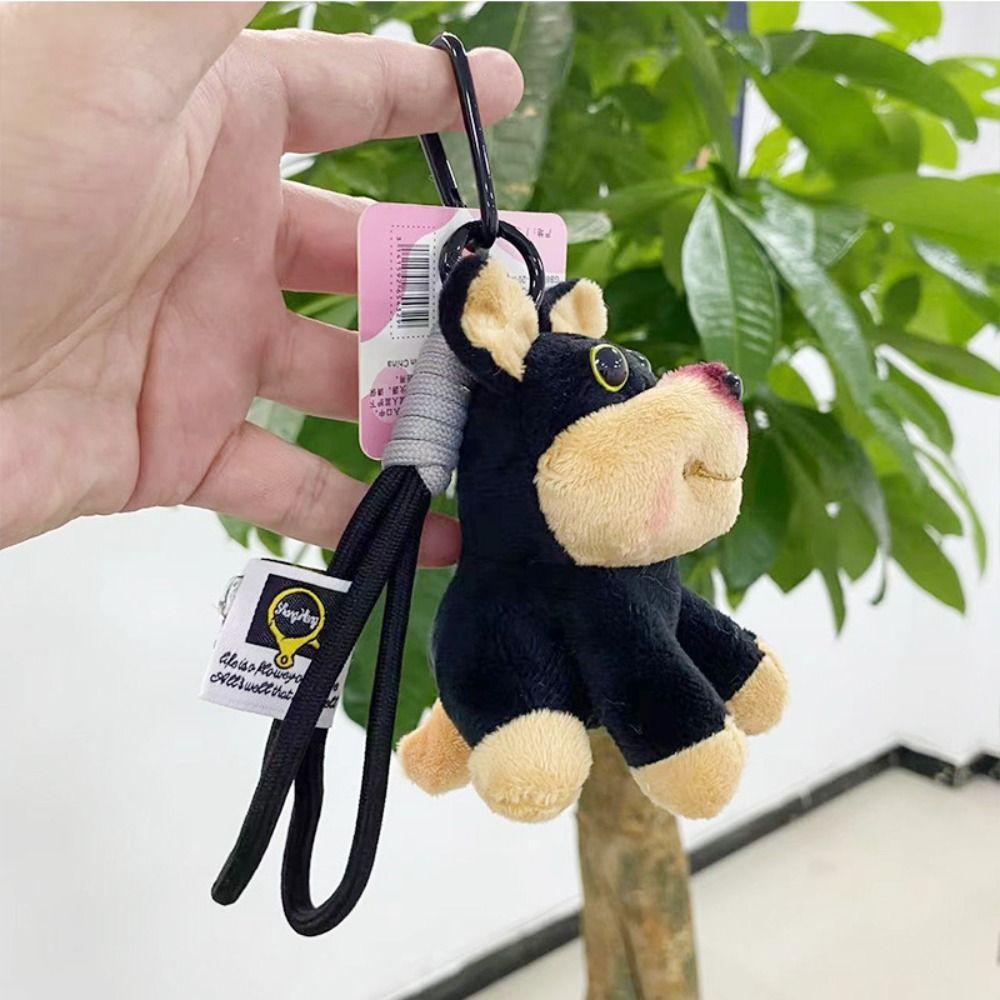with Hat Bee Puppy Bag Pendant Cartoon Bee Dog Keyring 3D Bee Dog Doll Keychain  Car Accessories