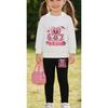 Girls' Heart Cartoon Casual Comfortable Soft Loose Pullover Sweatshirt and Leggings 2-Piece Set, New Autumn/Winter, Playful, Sweet and Cool Style