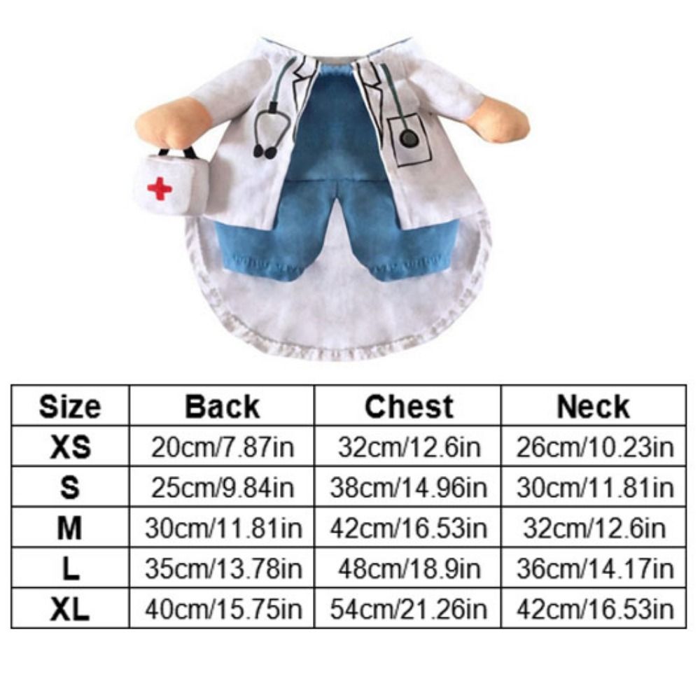 White Pet Cosplay Doctor Outfit Polyester Cat Doctor Uniform Dog Cat Doctor Costume  Festival Party