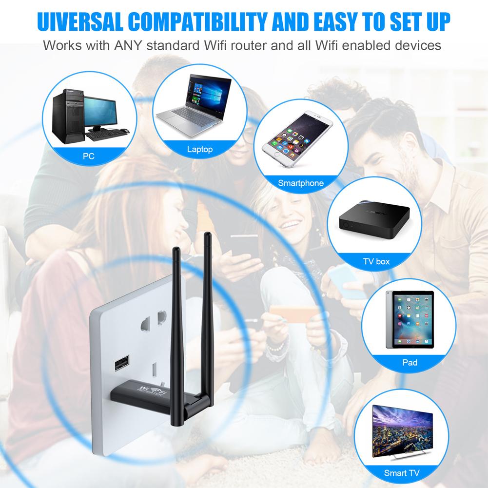 2.4G 300Mbps USB Wireless WiFi Repeater Extender WiFi Signal Amplifier Booster Long Range Wi-Fi Router Home Network Extension