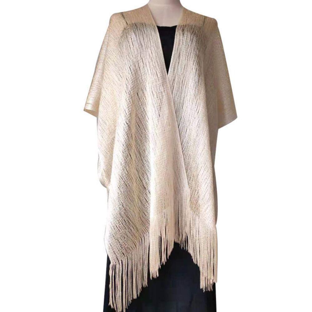 Comfortable Tassel Shawl Poncho Silk Shawl High Quality Hollow Sun Protection Scarf  Women