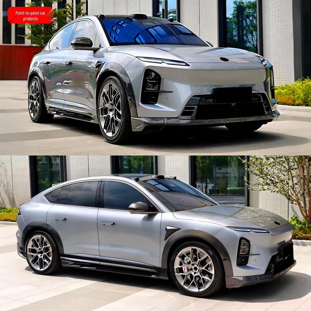 Compatible with NIO EC6: Modified Pluto Style Front Lip, Rear Lip, Top Wing, Tail Wing, Wind Deflector, Fender Trim, and Mirror Cover Kit.