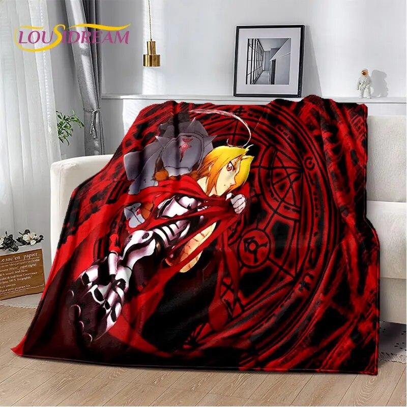 Fullmetal Alchemist Anime Cartoon Soft Plush Blanket,Flannel Blanket Throw Blanket for Living Room Bedroom Bed Sofa Picnic Cover
