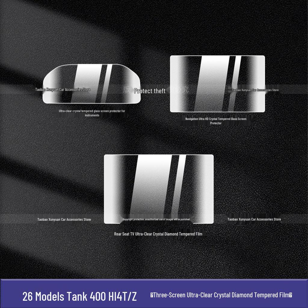 Tank 400 Hi4t Tempered Glass Protective Film: Fits 26 Models, Z Instrument Panel & Central Control Display
