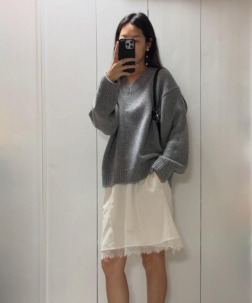 FRITUR Pintuck Satin Midi Skirt White_F261Sk05