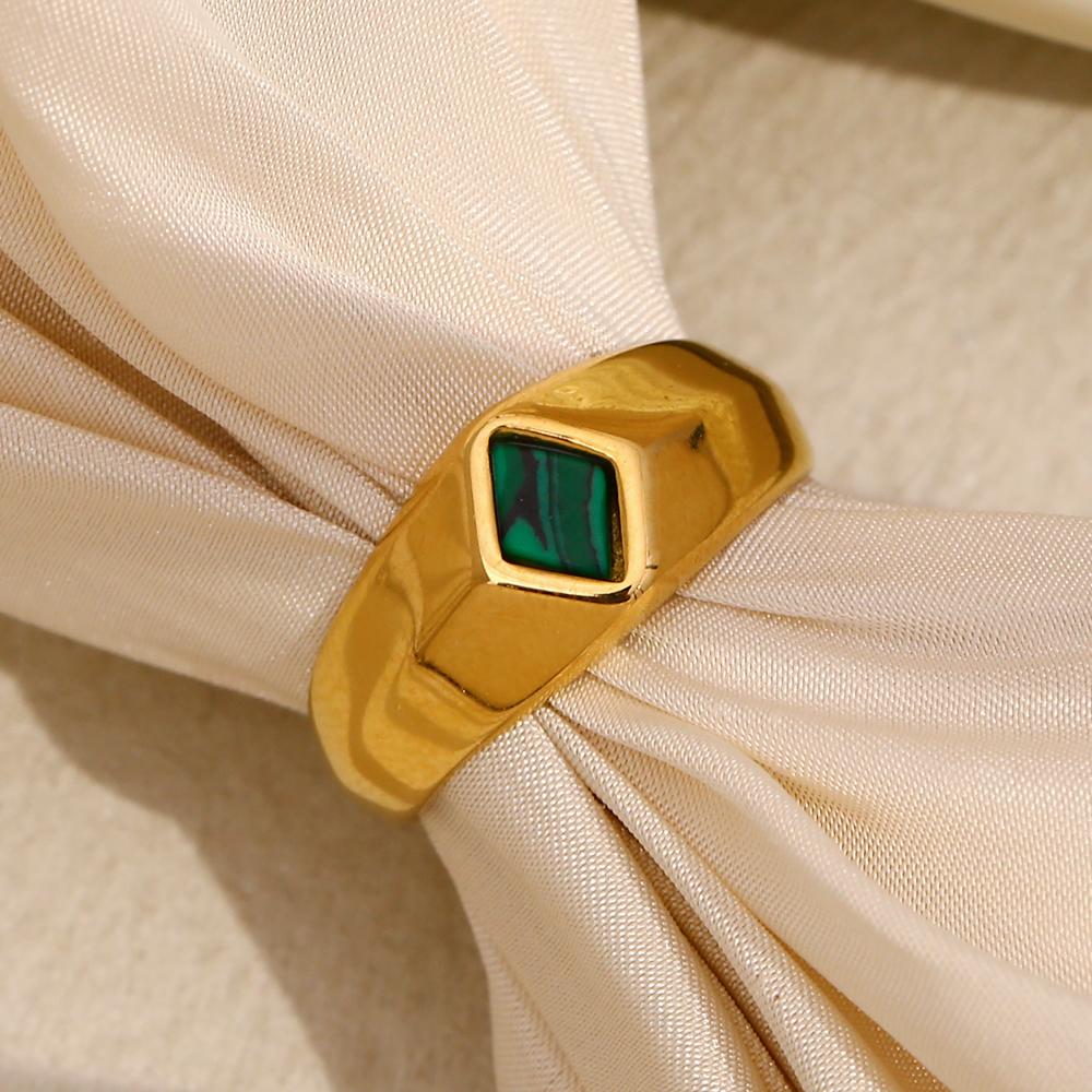 MamacitaSlay Minimalism 316 Stainless Steel Peacock Stone Ring 18K Gold Plated Waterproof Jewelry Women's Charm Ring Party Gift