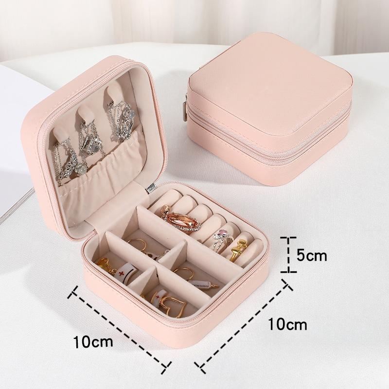 Mini scatola portaoggetti portatile per gioielli, custodia per gioielli, custodia in pelle, orecchini, collana, anello, display per organizzatore di gioielli