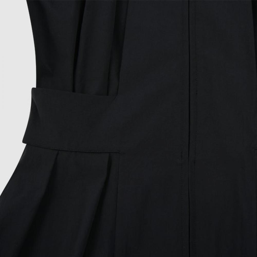 24ss Cross Zip Pleats Flare Dress Bk