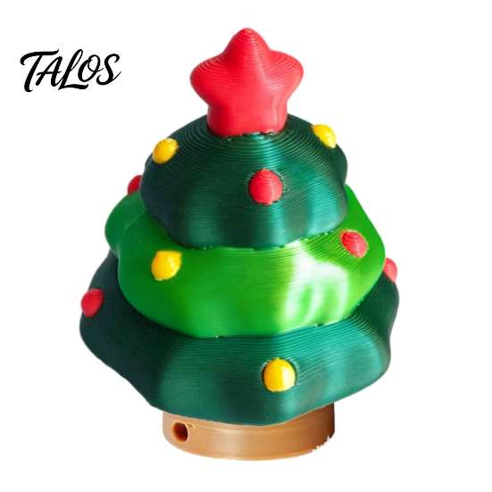 3D Printed Christmas Decor Tree Fidget Clicker Keychain, Shaped Stress Relief Holiday Party Favors Toy, Sensory Figure Key Ring Accessory for