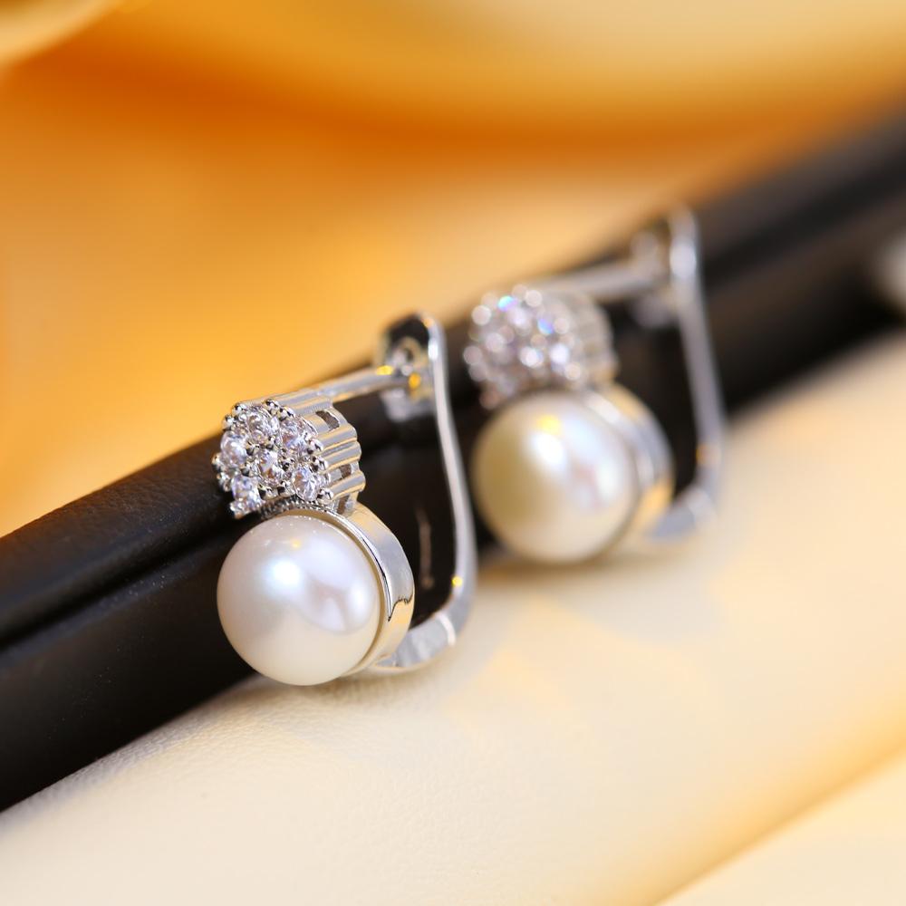 Brincos de Pérola de Água Doce Natural Moda Zircônia Cúbica Pérola Brincos de Pino Para Mulheres Joias de Festa