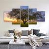 5 Panels Landscape Tree Posters Canvas Painting Sunset Sky Pictures Prints Wall Art For Living Room Modern Home Decor No Frame