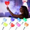 Short Glow Stick with Heart Shape Multi-Color LED Light for Concerts Festivals Parties Plastic Light-Up Toy with Button Battery