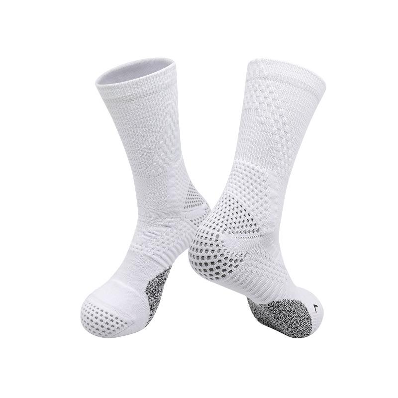 Summer Basketball Socks Medium Tube Socks Thickened Adult Professional Running Sweat-Absorbing Cotton Sports Long Socks Basketball Socks Men Lcode(39-44) белый