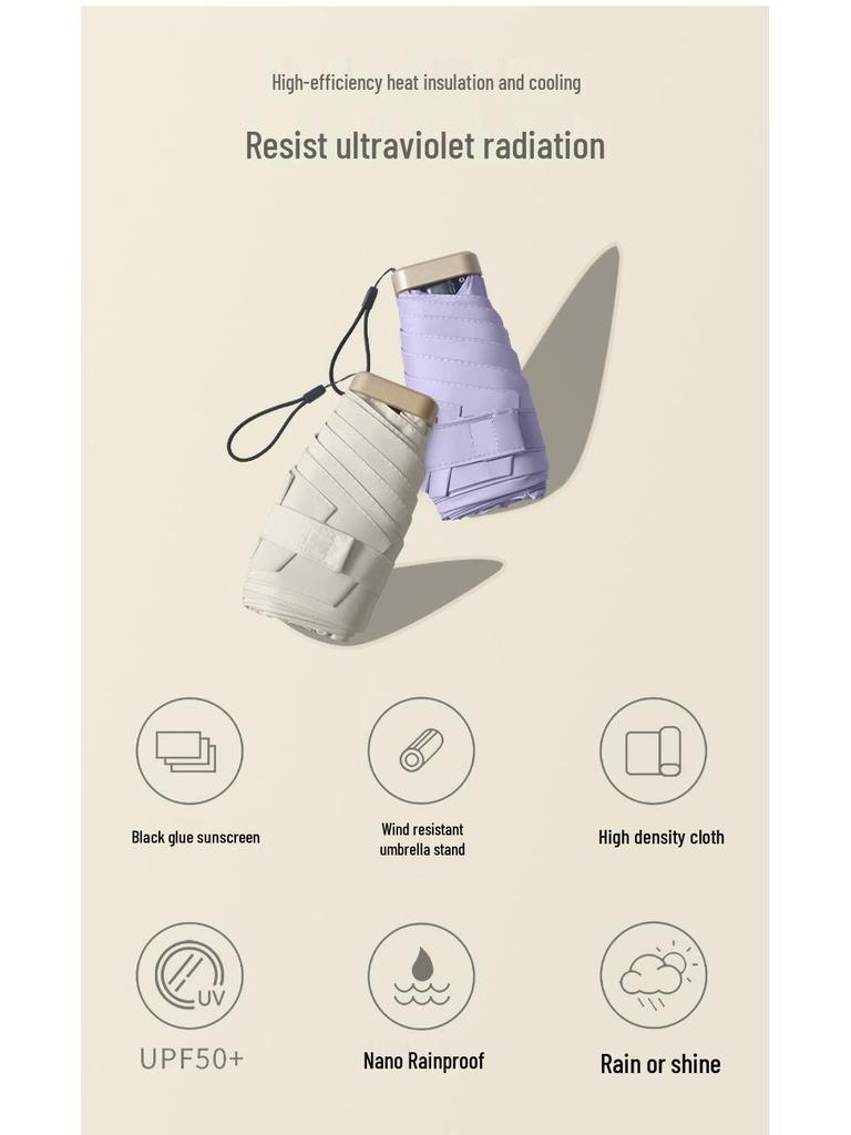 40% Rabatt Damen Leichter Schwarzer Kleber Sonnenschirm: Verdicktes, Kompaktes Fünffach-Design, Kundenspezifisches Logo verfügbar.