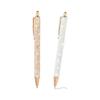 PATIKIL 2 Pcs Glitter Pens, Sparkly Design Push-Retractable Metal Ballpoint Pens for Journaling, Smooth Writing, 1mm Medium Point, Black Ink, Light