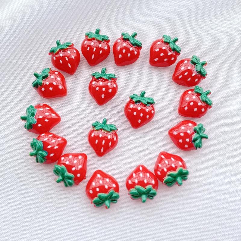 

50Pcs New Cute Resin Mini Red Strawberries Series Flat Back Manicure Parts Embellishments For Hair Bows Accessorie красный
