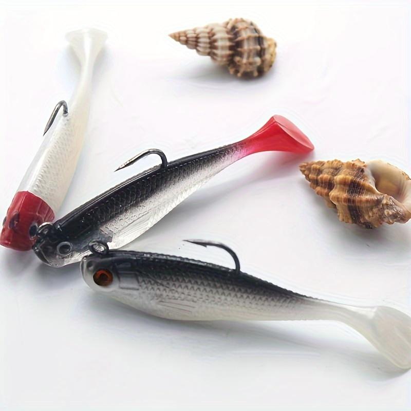 4 Pcs Fishing Bait Luya Soft Bait Bionic Bait T Tail Fish PVC Material with Lead Pack Lead Fish Anti-hanging Bottom Bait
