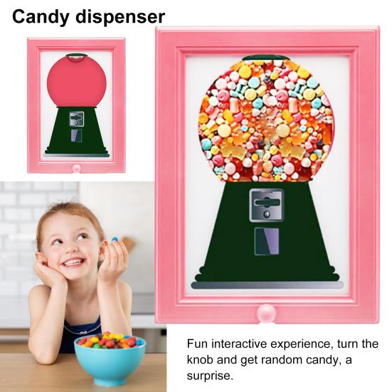 Candy Dispenser Photo Frame Wall Mount Desktop Hanging Gumball Machine Interactive Snack Spinner Picture Frame Gift for Candy Lovers