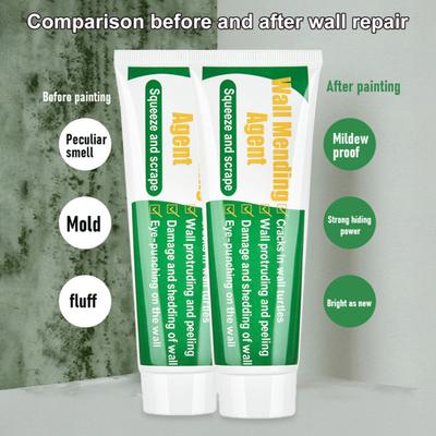 100G Wall Mending Agent Drywall Repair Kit with Scraper Wall Hole Repair Paste Home Wall Crack Nail Hole Repair Putty Plaster