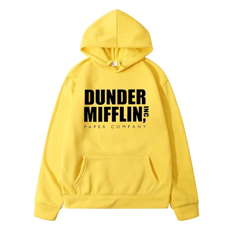 DUNDER MIFFLIN Letter Printed Men Women's Hoodie Autumn Winter Pure Cotton Fashion Casual Long Sleeve Oversized Harajuku Tops