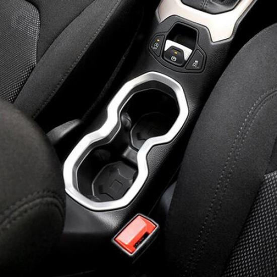 For Jeep Renegade 2014-2017 Interior Console Water Cup Holder Panel Cover Trim