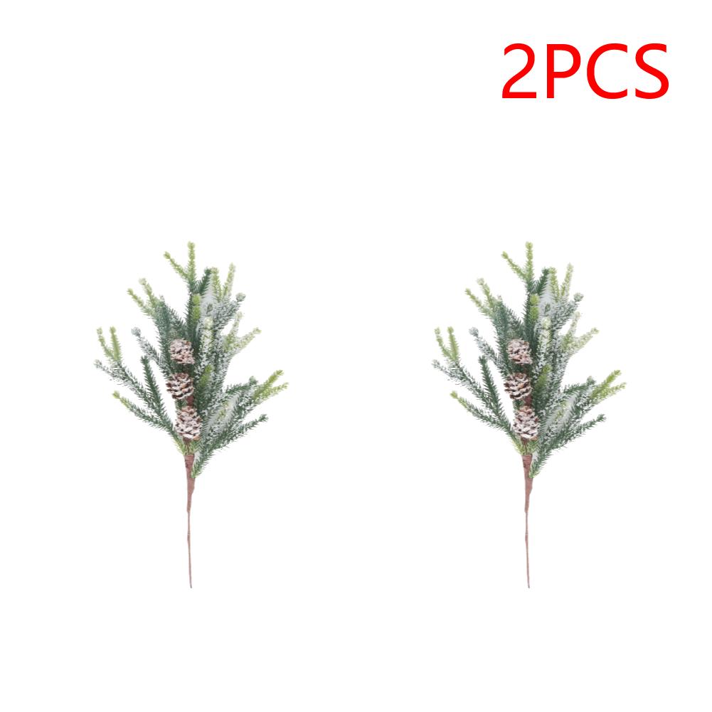 13in Christmas Fake Frosted Pine Pick with Pinecones Stems Artificial Flocking Pine Pick for Wreaths Garden Party Holiday Decor
