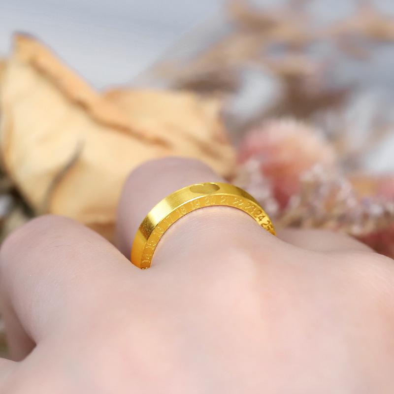 Vietnam Gold 520 Number Love Couple Gold-Plated Brass Rings - Valentine's Day Matching Gift for Girlfriend