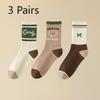 3 Pairs of Women Retro Trend Assorted Cartoon Letter Diamond Sports Warm Sweat Absorption Tube Socks