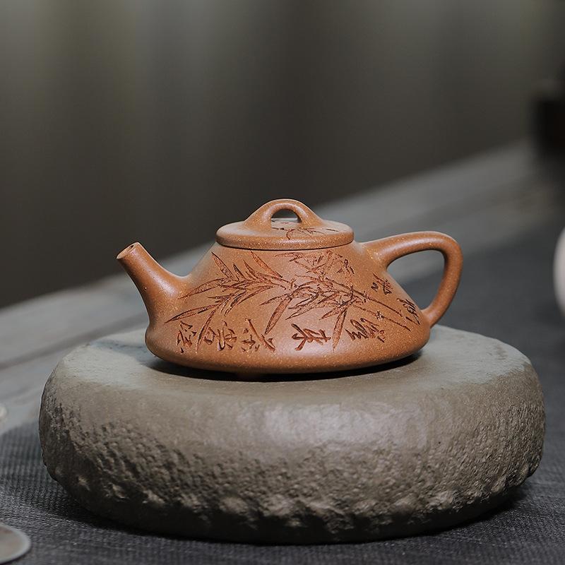Yixing hrnec z fialového písku z původní rudy, ručně vyřezávaná čajová konvička, domácí čajová souprava kung-fu