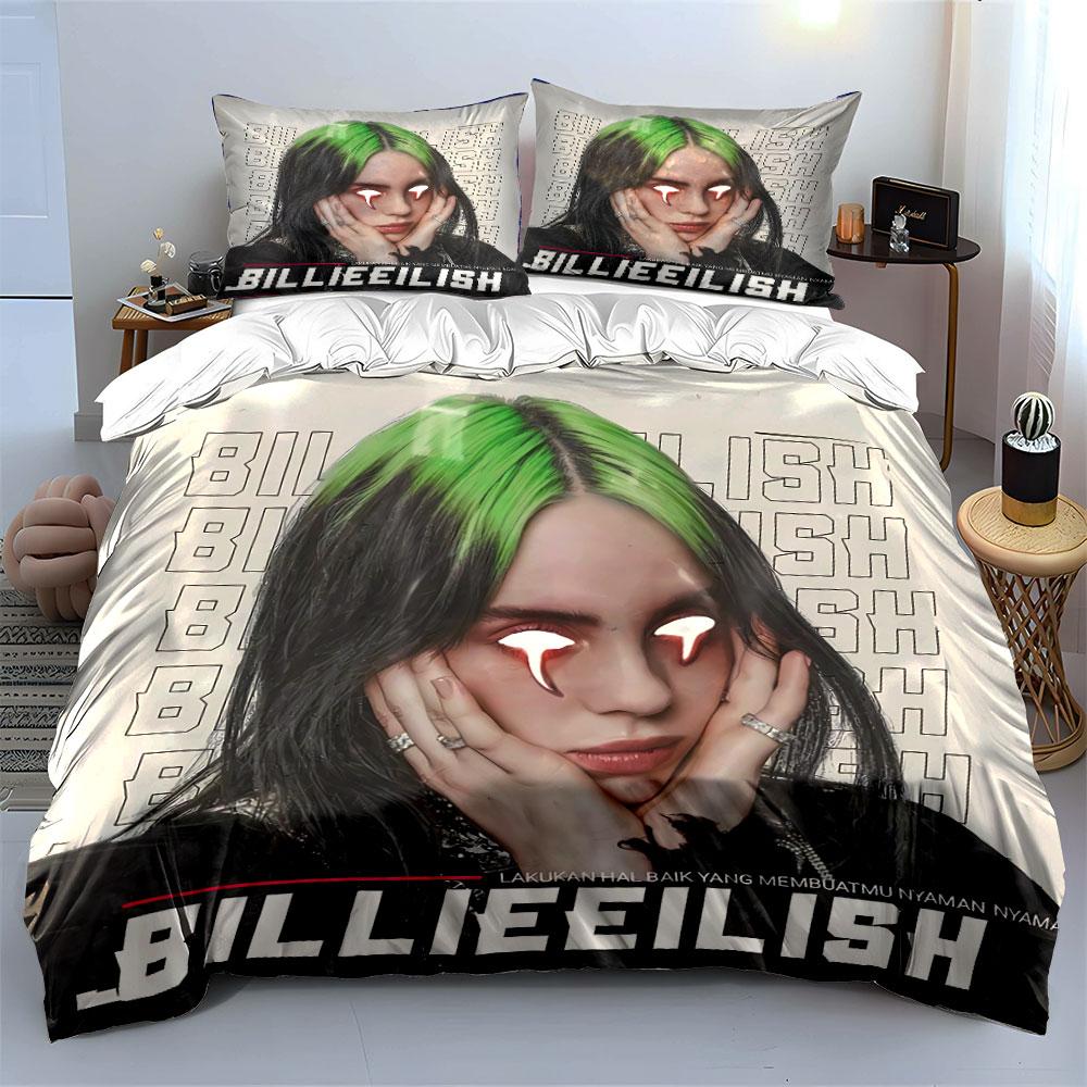 Billie Eilish Artistic Portrait Bedding Duvet Cover Set Duvet Cover Pillowcases (1*Duvet Cover 2*Pillowcases, Without Duvet Insert)