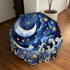 Elegant Celestial Night Sky Auto-Open Close Umbrella with Golden Stars, Clouds & Moon Design - Portable 3-Fold Iron Frame Outdoor Umbrella f