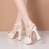Fashion Summer Beaded Thick Heeled Women Gladiator Sandals Luxury Pearls Platform Wedges 14cm High Heels Fashion Wedding Banquet Shoes