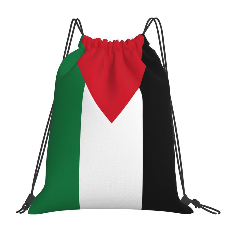 

Palestine Flag Drawstring Backpack Kufiya Hatta Lightweight Foldable Sport Gym Sackpack Women Men Portable Sacks for Training