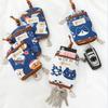 loco animo Key Case, Double Zipper, Cotton, Lightweight, Slightly Larger, Cute, Plant Pattern, Animal