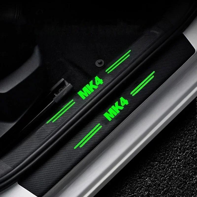 ASGBH1 For Volkswagen VW MK4 Logo Luminous Auto Door Sill Protect Decals Anti Scratching, Car Threshold Strip Welcome Pedal Sticker