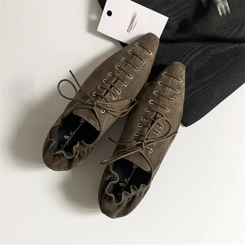 Fashion New Spring Sheep Leather Woman Shoes Square Toe Women Pumps Shoes for Women Chunky Heel Lace Loafers Fashion Gladiator Shoes