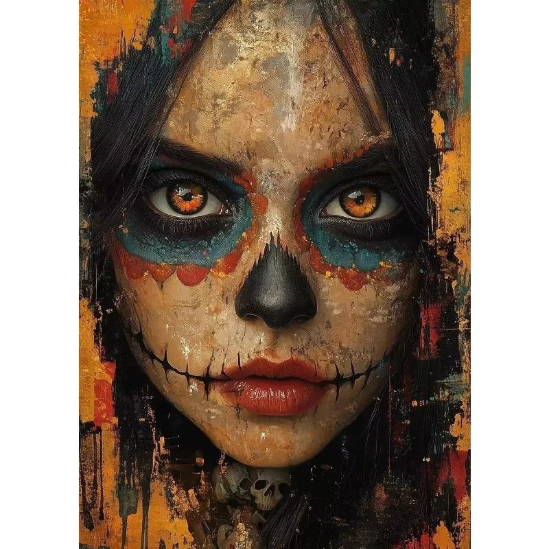 Mexican Day of The Dead La Catrina Sugar Skull Girls Poster Prints Gothic Canvas Painting Art Picture for Room Home Decor